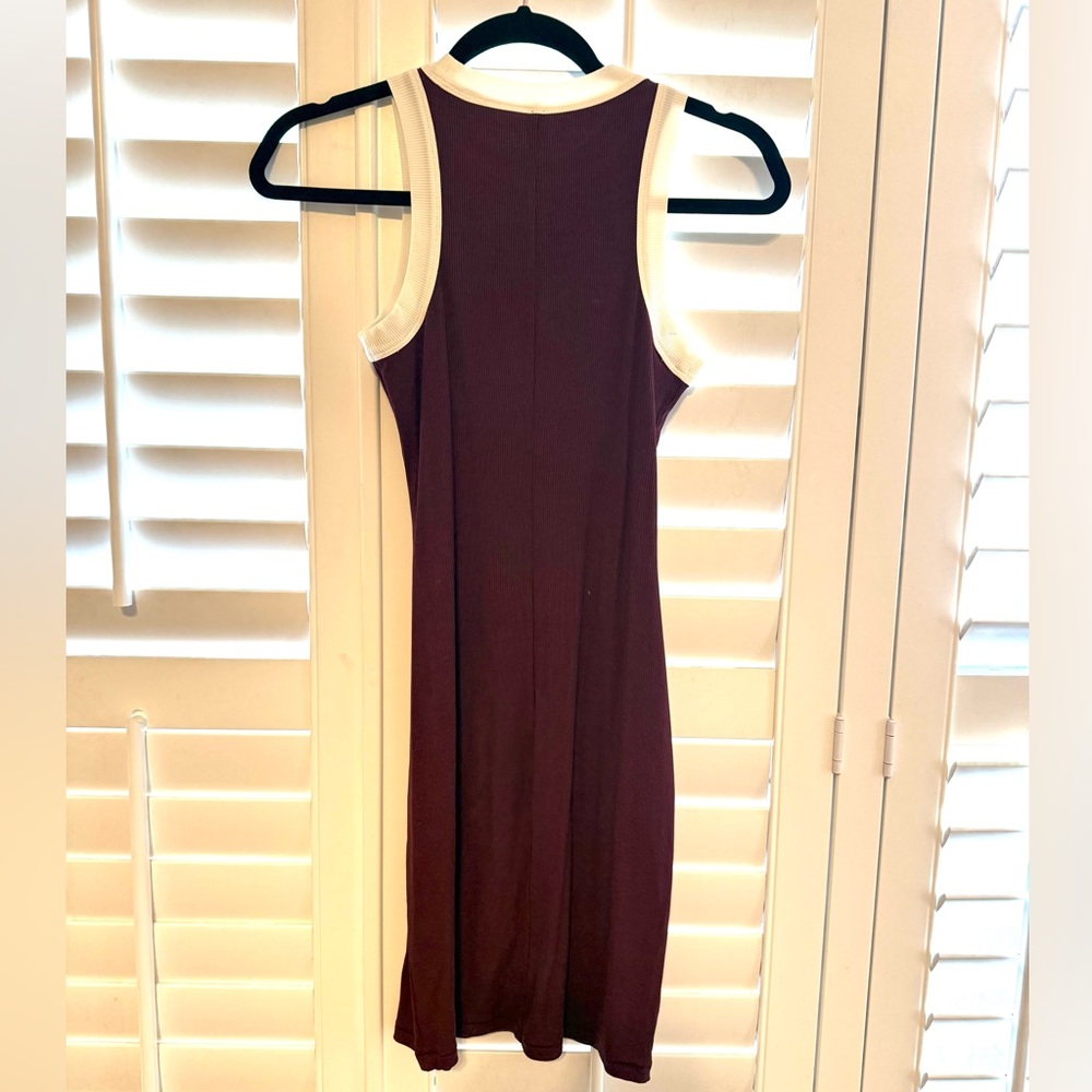 SKIMS Soft Lounge Ringer Tank Mini Dress in Maroon - Picture 2 of 4